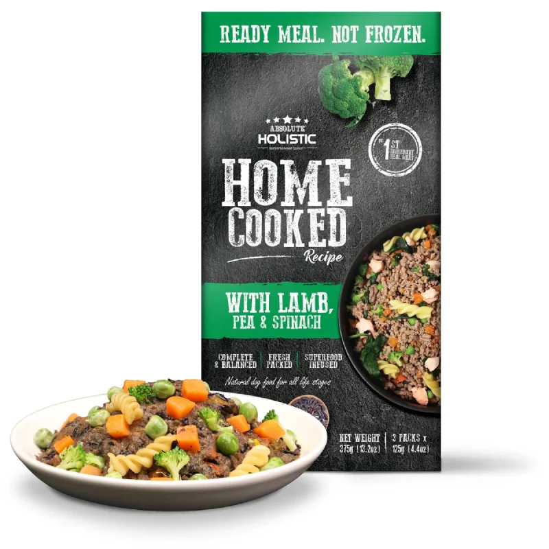 Absolute Holistic Home Cooked Recipe Lamb Peas & Spinach Dog Wet Food 125g x 3