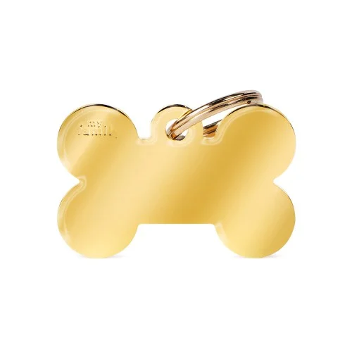 Basic Collection Big Bone in Golden Plated Brass ID Tag