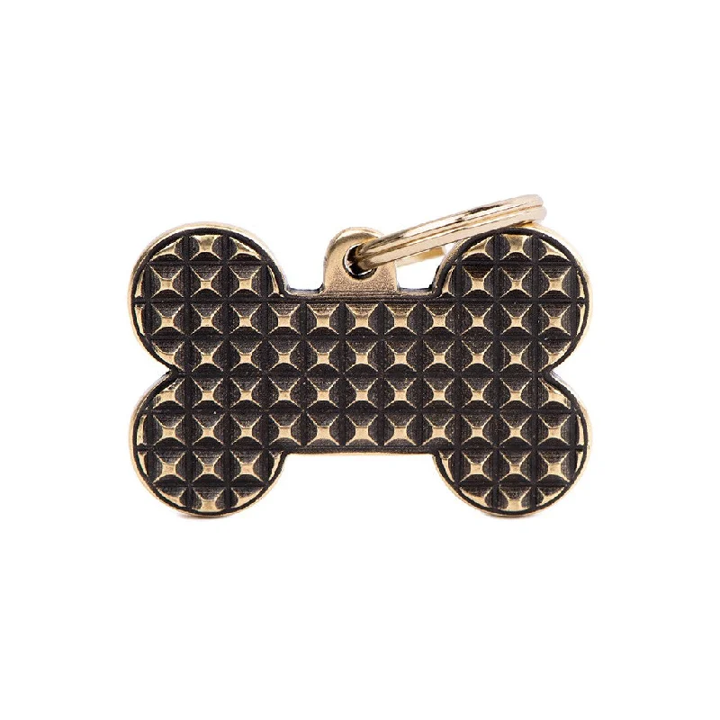 Big Bone Bronx Studs in English Brass ID Tag