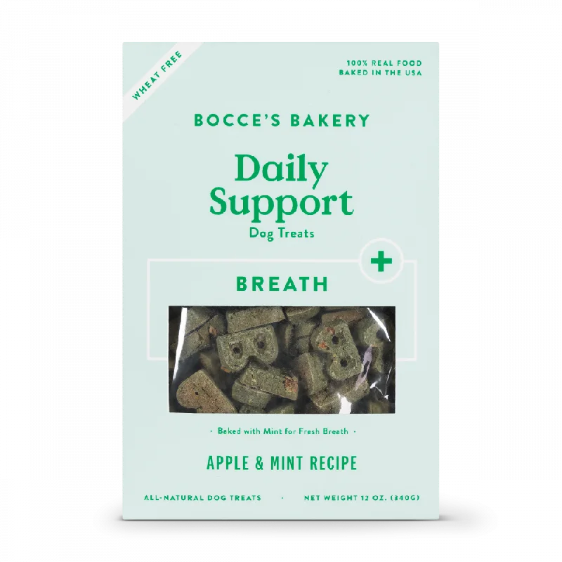 Bocce's Bakery Daily Support Apple & Mint Recipe Functional Breath Biscuit Dog Treats