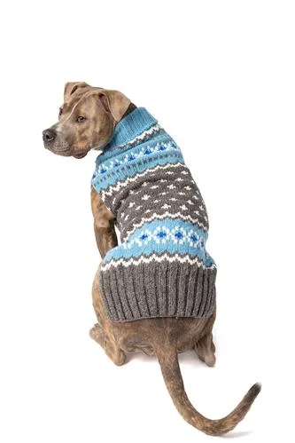 Chilly Dog -LIGHT BLUE FAIRISLE DOG SWEATER