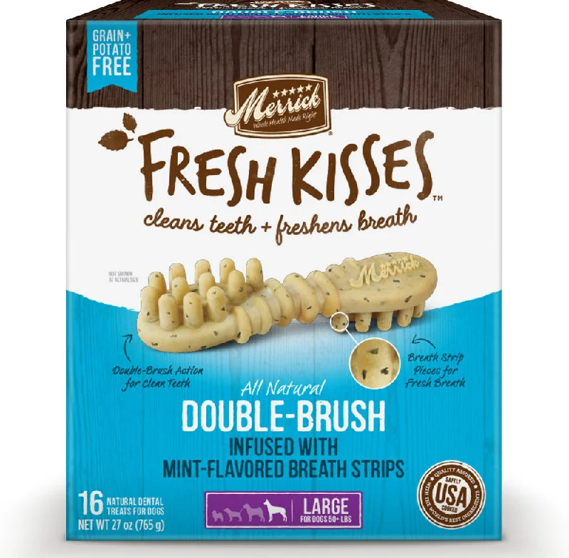 Merrick Fresh Kisses Grain Free Mint Breath Strips Large Dog Treat Box