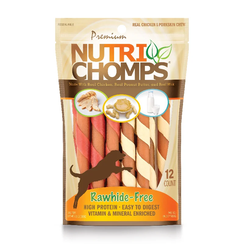 NutriChomps 5-inch Assorted Chicken, Milk and Peanut Butter Wrapped Mini Sticks, 12 Count Dog Chews