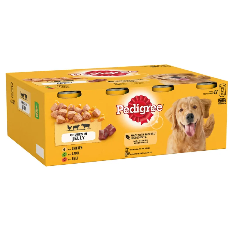 Pedigree Adult Dog Food Tins Mixed Selection in Jelly (12x385g)