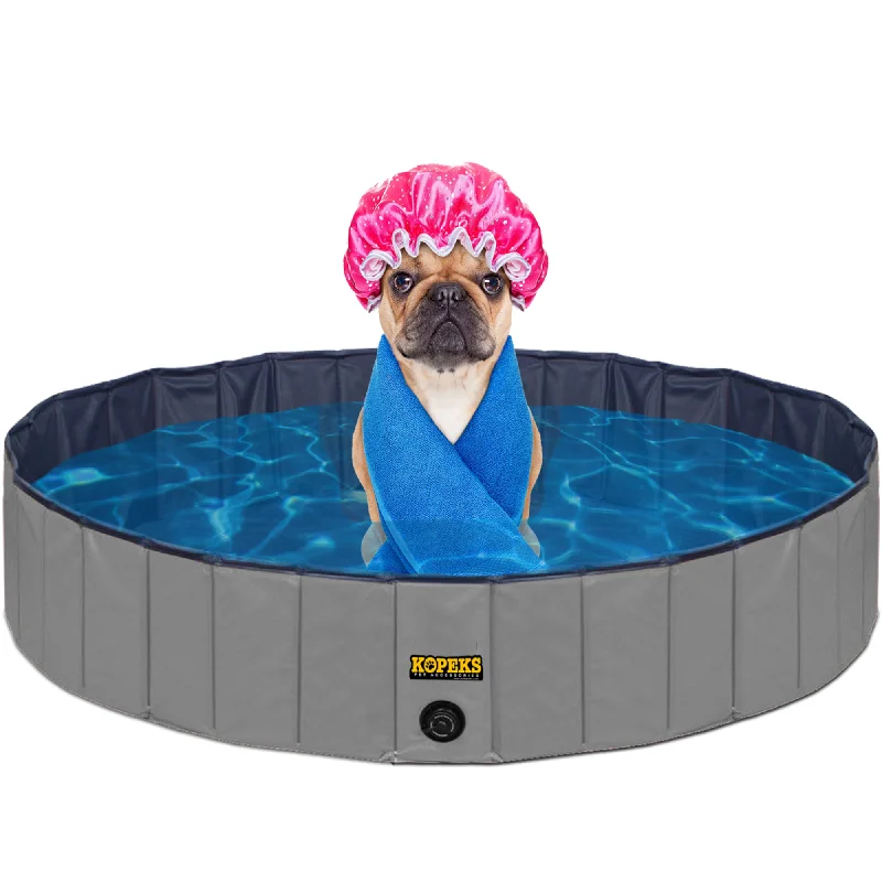 Pet Pool Outdoor Swimming Pool Bathing Tub Grey Size Large - Grey - Blue