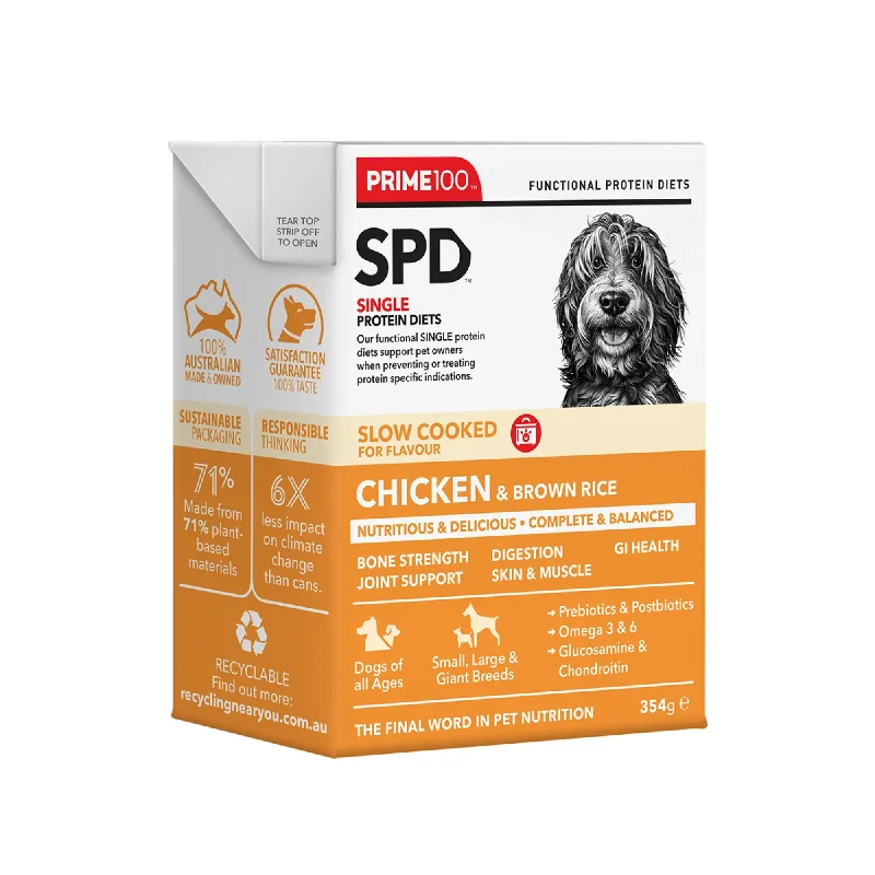 Prime100 SPD Dog Wet Food Slow Cooked Chicken & Brown Rice 354g