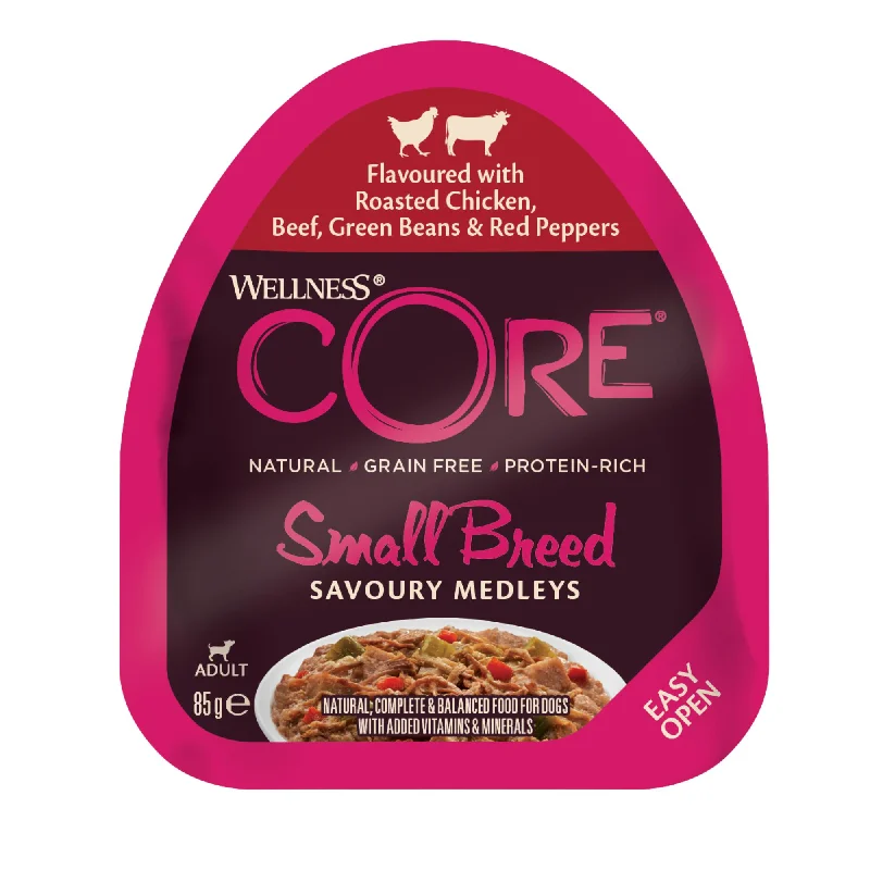 Wellness CORE Savoury Medleys Chicken, Beef, Green Beans and Red Peppers Wet Small Dog Food 85g x 12