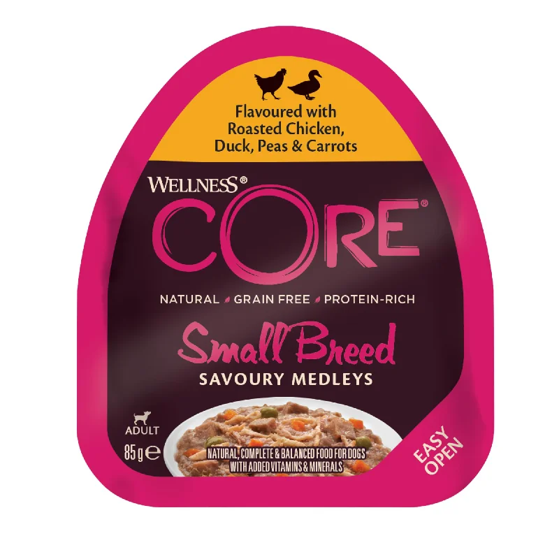 Wellness CORE Savoury Medleys Chicken, Duck, Peas and Carrots Wet Small Dog Food 85g x 12