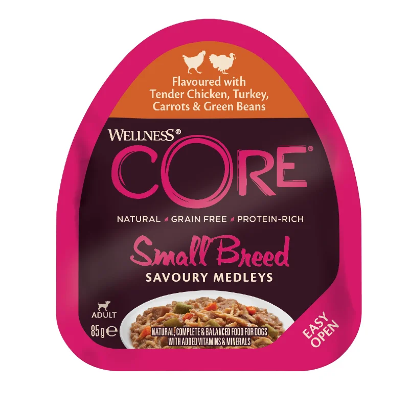 Wellness CORE Savoury Medleys Chicken, Turkey, Carrots and Green Beans Wet Small Dog Food 85g***