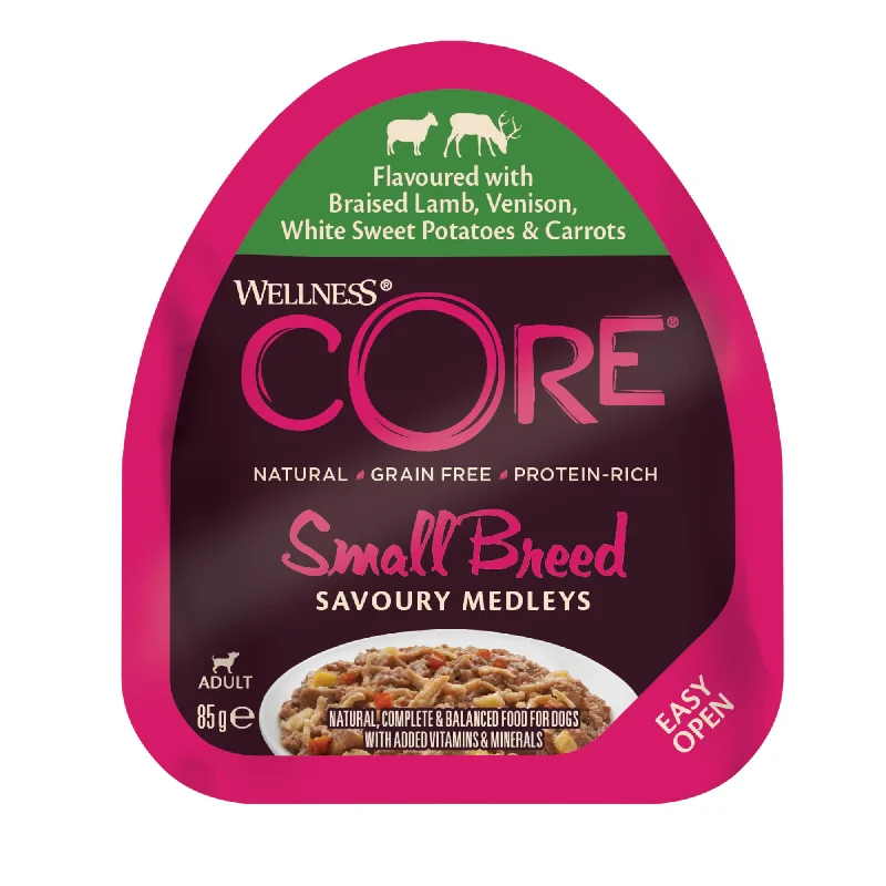 Wellness CORE Savoury Medleys Lamb, Venison, White Sweet Potatoes and Carrots Wet Small Dog Food 85g x 12***