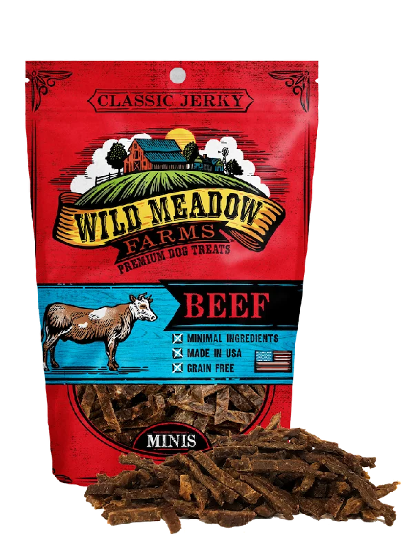 Wild Meadow Farms - Classic Beef Minis - USA Made Soft Jerky Training Treats for Dogs- 4oz