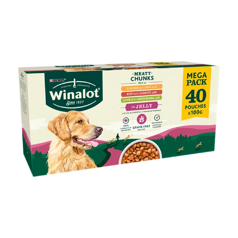 Purina Winalot Adult Grain Free Beef, Chicken, Lamb in Jelly Selection (40 x 100g)