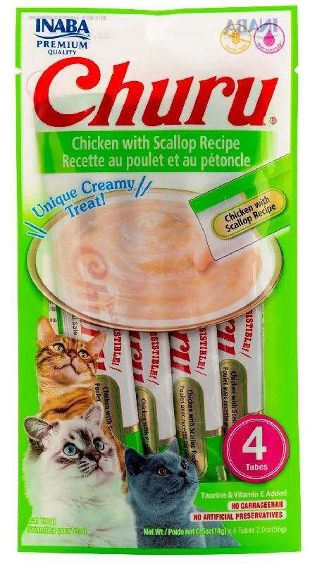 Churu Chicken w/ Scallop Puree Lickable Cat Treat, 4-pk