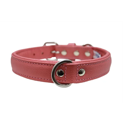 Alpine Plain Padded Leather Dog Collar - Bubblegum Pink