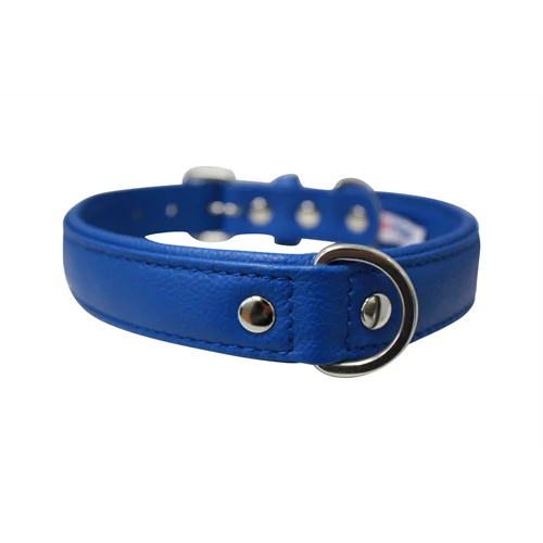 Alpine Plain Padded Leather Dog Collar - Cobalt Blue