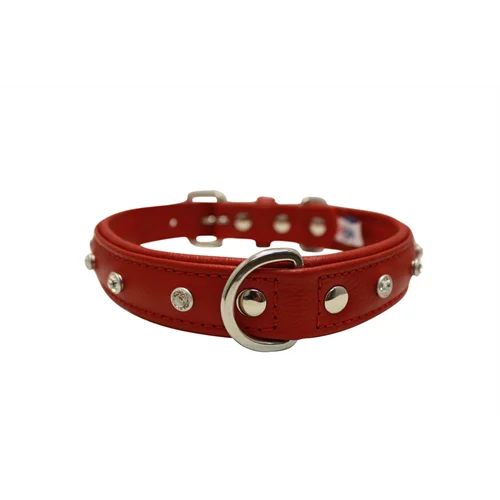 Athens Dog Collar with Rhinestones - Valentine Red