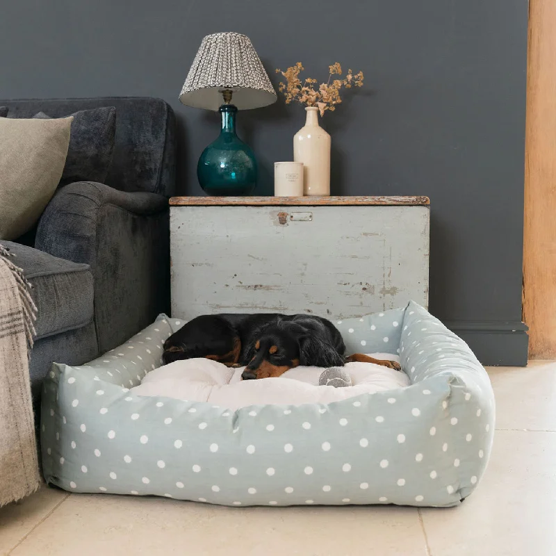 Box Bed in Duck Egg Spot by Lords & Labradors