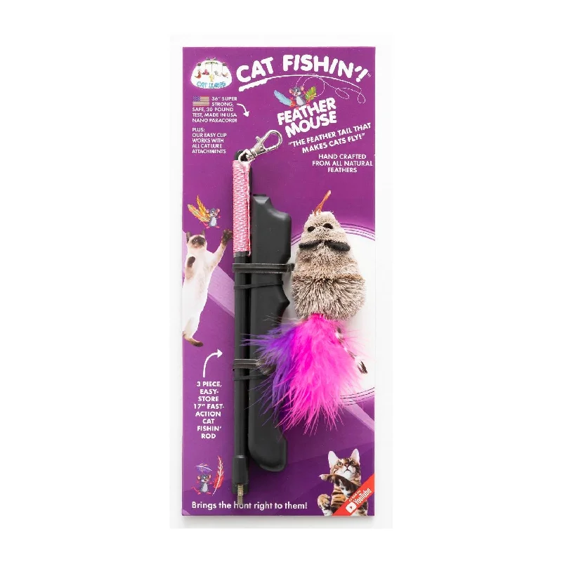 Cat Lures Interactive Teaser Fishin Rod Feather Mouse