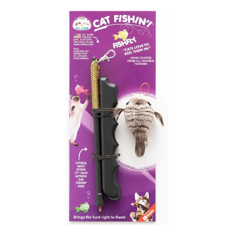 Cat Lures Interactive Teaser Fishin Rod Fishfly Zebra Fish***