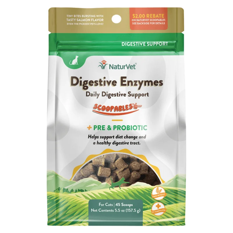 Cat Supplement - SCOOPABLES - DAILY DIGESTIVE SUPPORT - Digestive Enzymes + Pre & Probiotic - 45 scoops