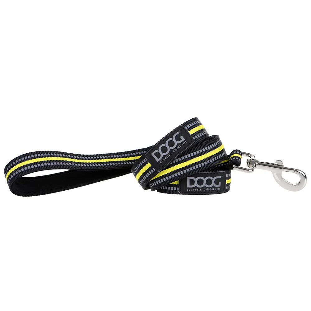 DOOG Neoprene Bolt Neon Black and Yellow Dog Lead Large