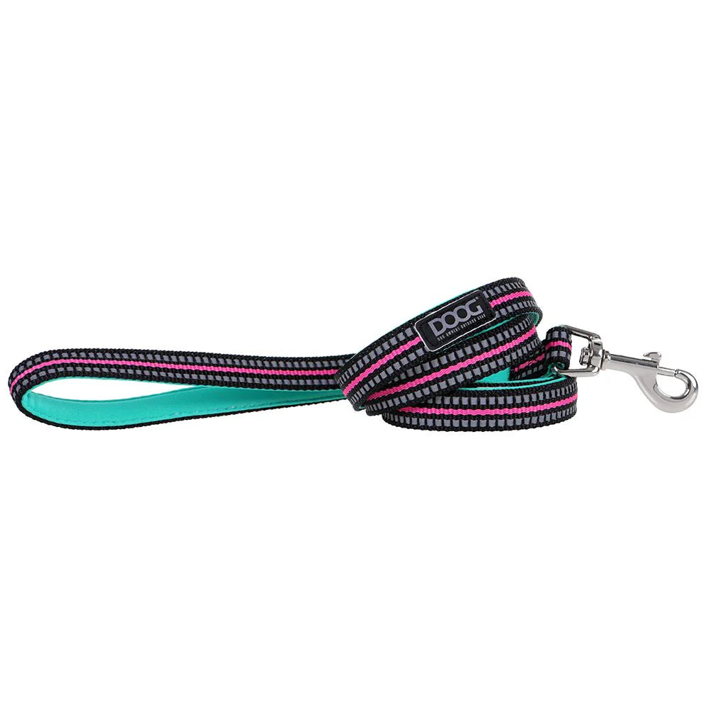 DOOG Neoprene Rin Tin Tin Neon Teal and Pink Dog Lead Small