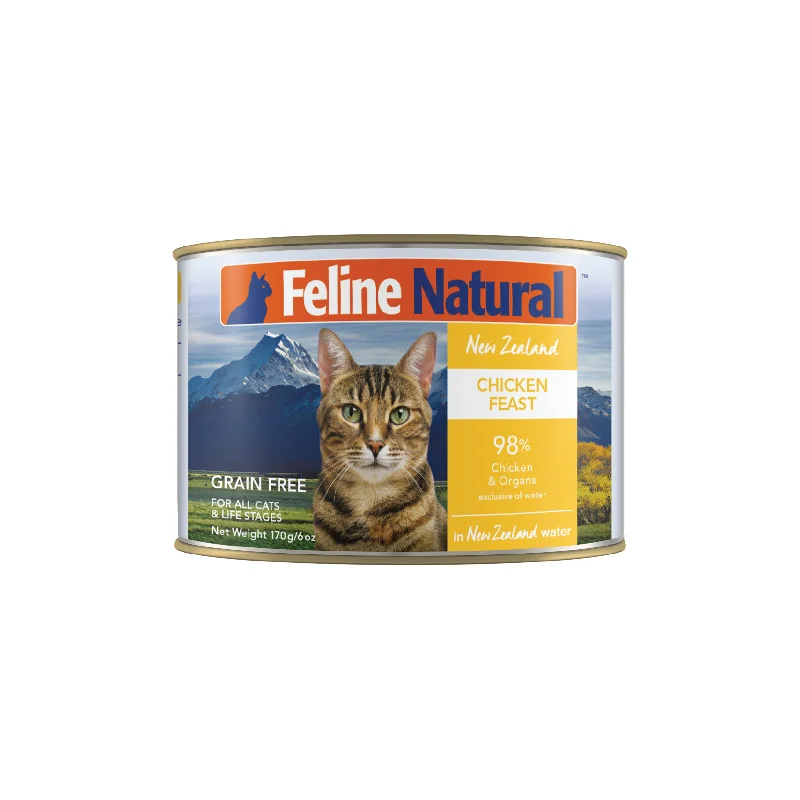 Feline Natural BPA Free & Gelatin Free Canned Cat Food Chicken 170g x 12