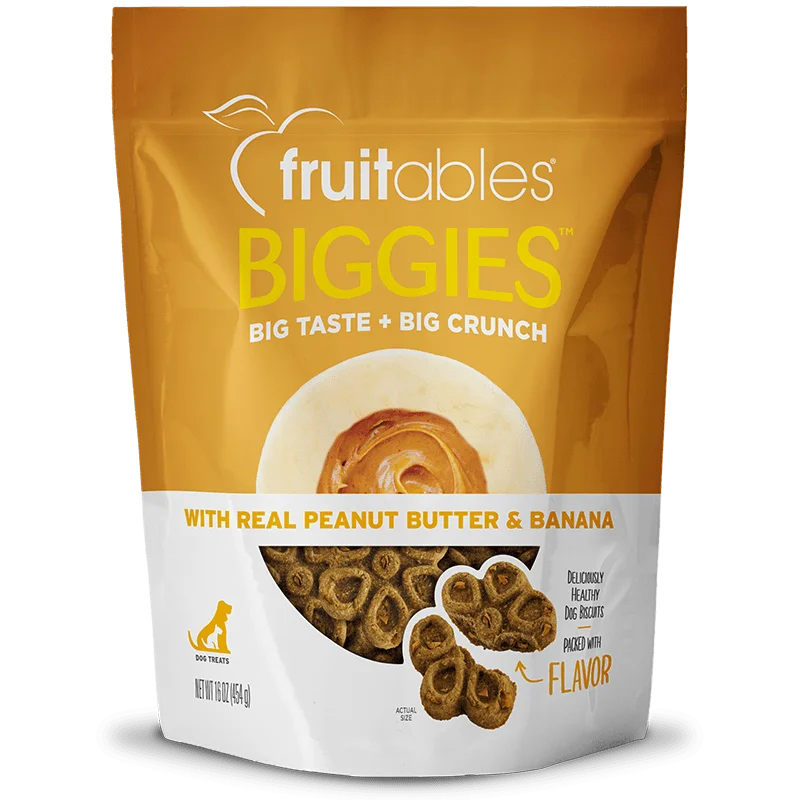 Fruitables Baked Biggies Peanut Butter  & Banana Crunchy Dog Treats