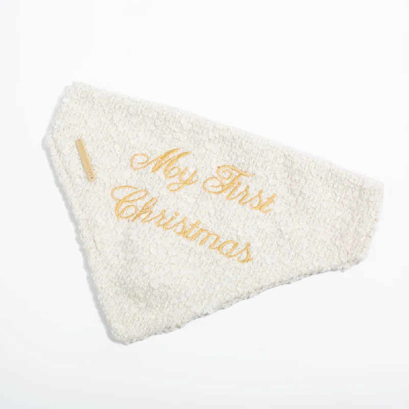 'My First Christmas' Bandana in Ivory Bouclé by Lords & Labradors