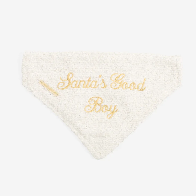 'Santa's Good Boy' Bandana in Ivory Bouclé by Lords & Labradors