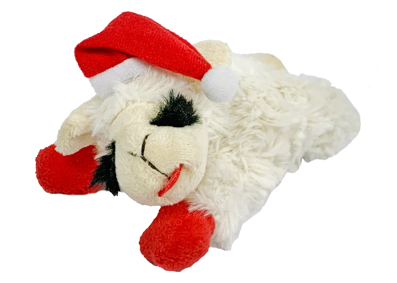 Multipet Lamb Chop with Santa Hat Plush Holiday Dog Toy