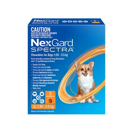 Nexgard Spectra Dog 1.35-3.5kg Orange 6 Pack