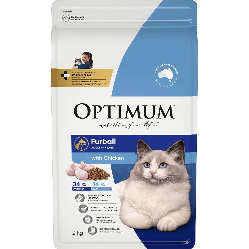 Optimum Furball With Chicken Adult Dry Cat Food 2kg