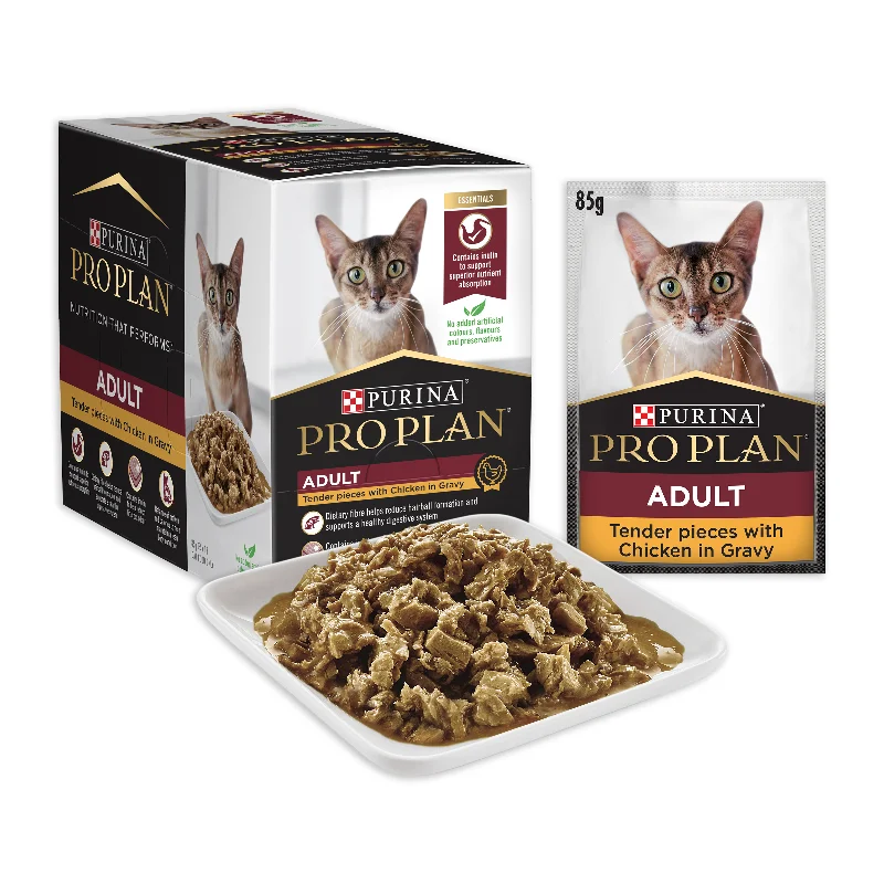 Pro Plan Chicken Adult Wet Cat Food Pouches 85g x 12