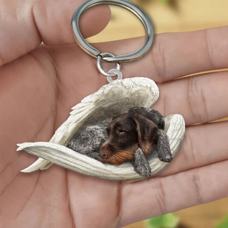 Sleeping Angel Acrylic Keychain German Wirehaired Pointer