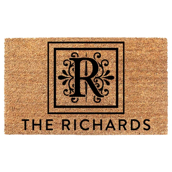 Monogram Square Last Name Custom Doormat