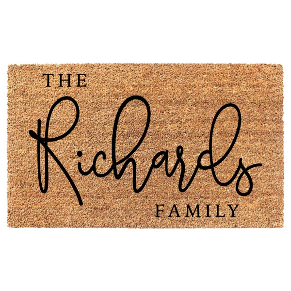 Modern Script Family Custom Doormat