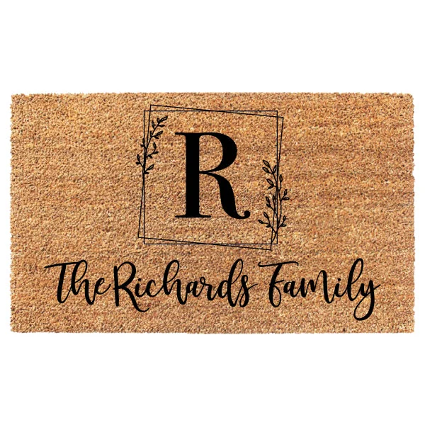 Leaf Monogram Initial Custom Doormat