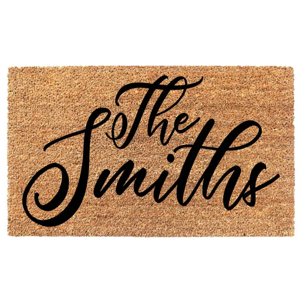 Custom Brush Script Last Name Doormat