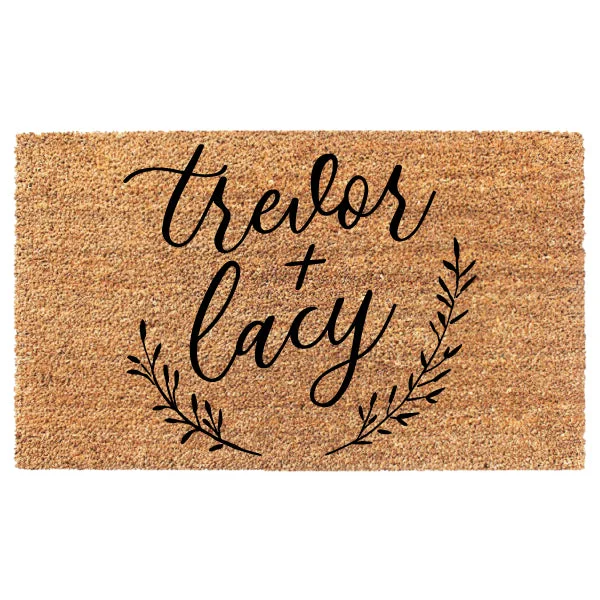 Custom Wreath Laurel First Names Doormat