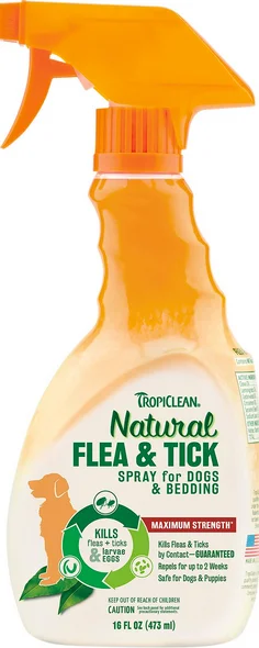 Tropiclean Natural Flea and Tick Spray for Dogs 16 oz.