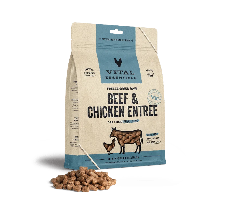 Vital Essentials Beef & Chicken Entree Mini Nibs Freeze-Dried Raw Cat Food