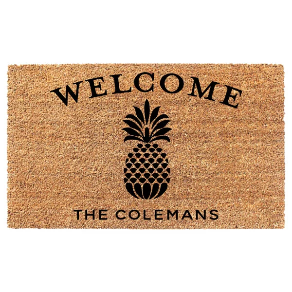 Pineapple Welcome Custom Name Doormat