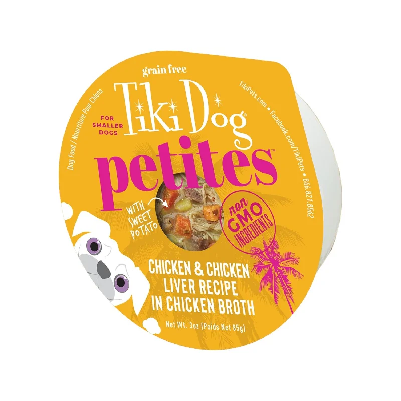 Wet Dog Food - PETITES - Chicken & Chicken Liver Recipe in Chicken Broth - 3 oz cup