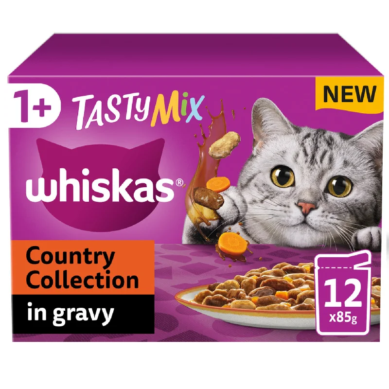 Whiskas 1+ Cat Tasty Mix Country Collection in Gravy (12x85g)