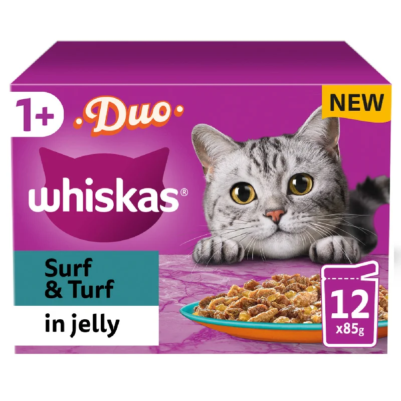 Whiskas 1+ Cat Duo Surf & Turf in Jelly (12x85g)