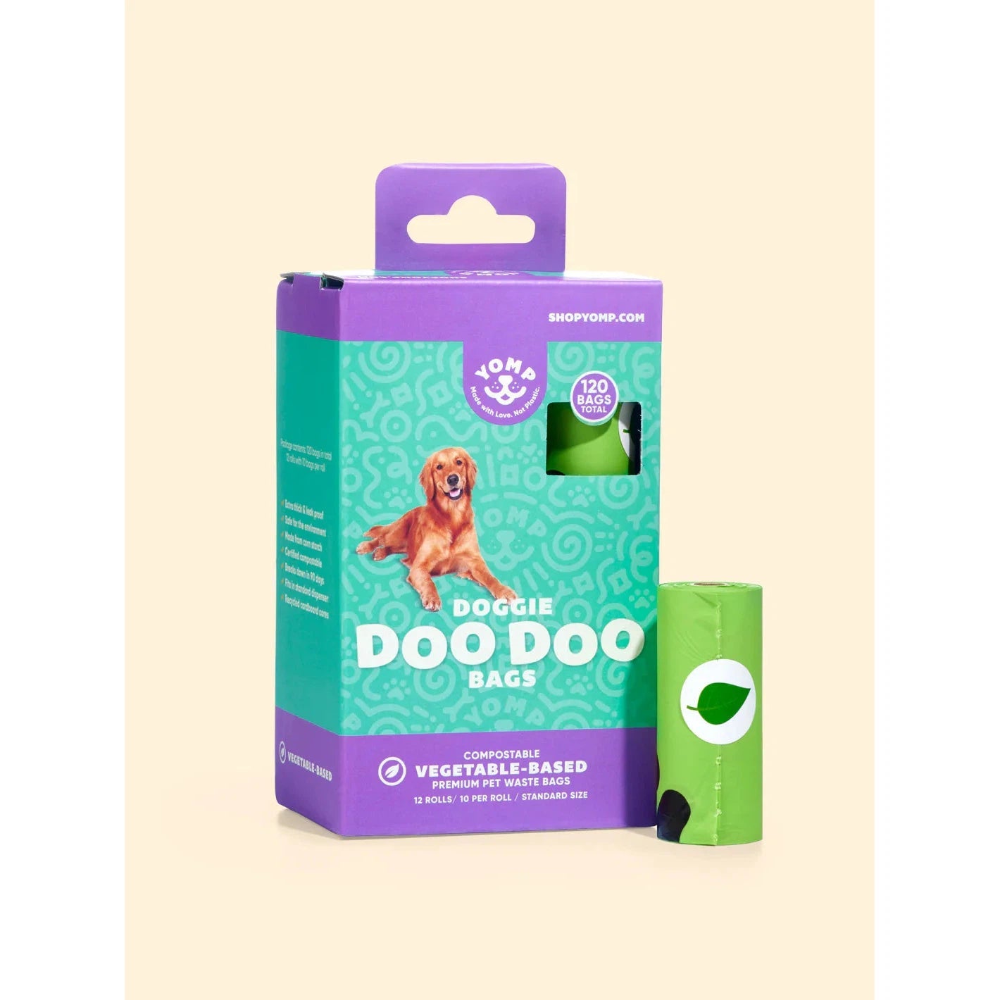 Yomp Doggie Doo Doo Compostable Poop Bags 12 Rolls 120 Bags